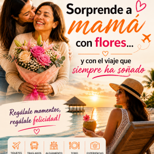 Este mes, haz que mamá viva algo inolvidable… No se trata solo de un regalo, se trata de verla feliz, descansando, sonriendo… viviendo una experiencia que nunca va a olvidar. Sorpréndela con flores… y con el viaje que siempre ha soñado 🌴✈️ Porque los detalles se olvidan… pero los momentos quedan para siempre 💖 📲 Escríbenos ahora y encuentra el plan perfecto para ella